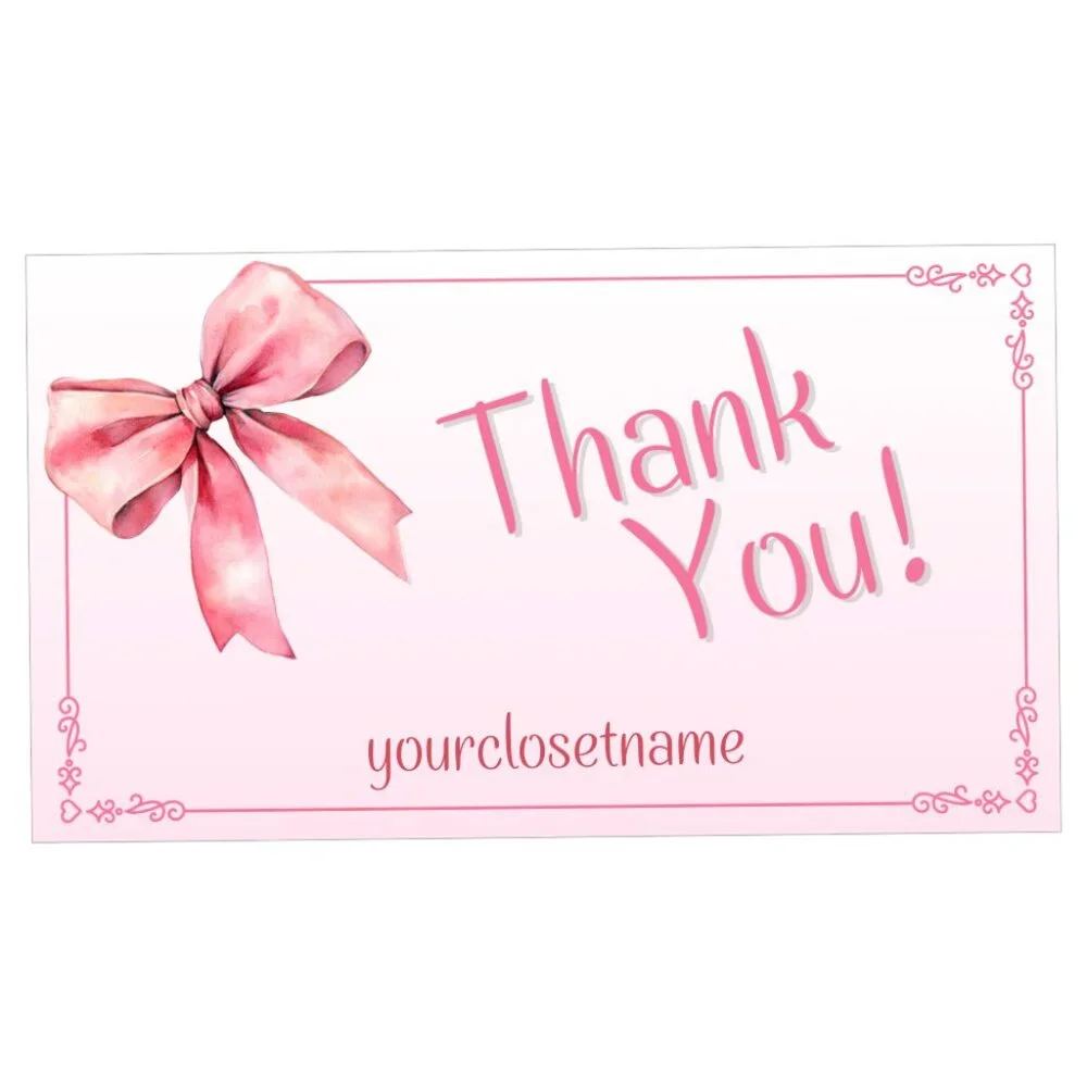 120 pcs Pink Ribbon Bow Thank You Cards and Stickers